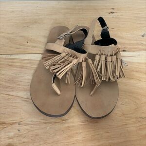 Rebecca minkoff tan tassel leather sandals 10